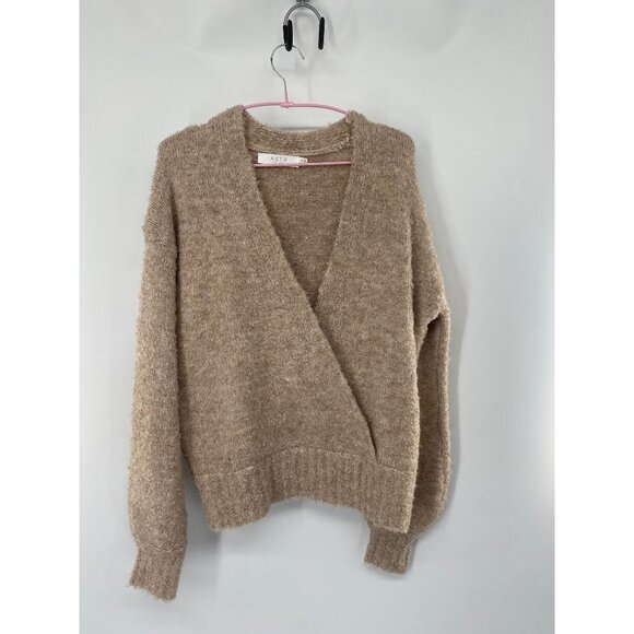 ASTR THE LABEL Sweaters - Astr the Label Balloon Sleeve Sweater Size XL Wrap Wool Blend TAUPE COLOR